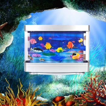 LED Dirbtinis Tropinių Žuvų Akvariumas Dekoratyvinės Nuotaika Naktį Šviesos Virtualus Vandenyno Dinaminis Stalo Lempa Mielas Kambario Dekoro Vaikų Dovanų