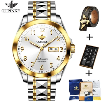 OUPINKE Originalus Naujas Vyrų Mechaninė Laikrodžius Prabanga Safyro Stiklas Automatinis laikrodis 50m atsparumas Vandeniui Laikrodžiai Relogio Masculino