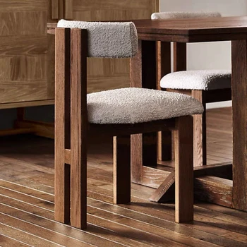 Wabi-sabi retro paprasta medžio masyvo valgomojo kėdės uosio medžio minkštas krepšys padažu kėdės dizaineris modelis kambario kėdė mados
