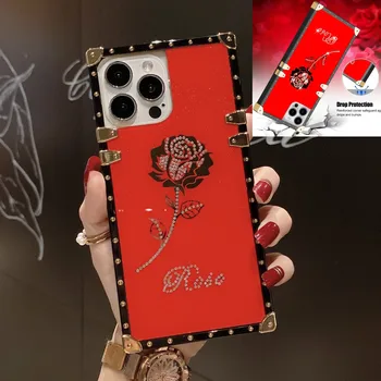 Mados Dizaino Diamond Rose Gėlių Atveju Xiaomi Redmi 11 Pastaba PRO IR 10 PRO MAX 8 9A 9C 10, 10A, 10C POCO X3 M4 Aikštėje Telefono Dangtelį