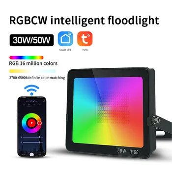 Smart WIFI+Bluetooth RGBCW Nauja programa Potvynių Šviesos Spalvingas Sodas, Atmosfera 30W 50W Vandeniui Pabrėžti, LED Potvynių Šviesos