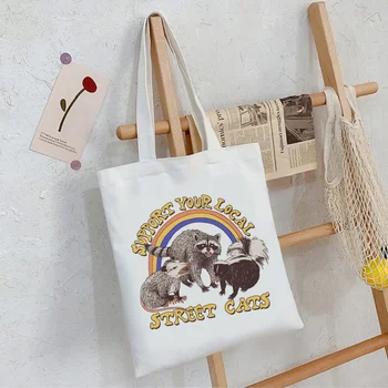 Gatvės Kačių pirkinių krepšys pirkinių bolsa medvilnės shopper pakartotinai tote maišą ecobag reciclaje užsakymą