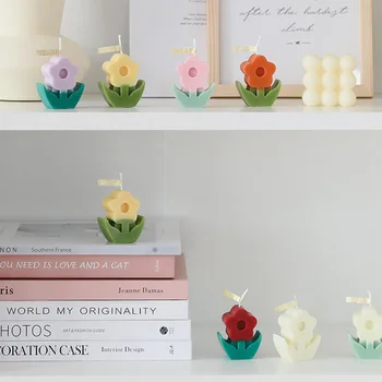 Kūrybos Gėlės Formos Aromatizuoti Žvakės Namų Puošybai Foto Prop Rankų Darbo Aromaterapija Žvakės 