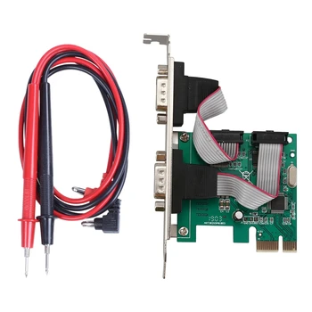 PCI-E PCI Express Dual Serial DB9 RS232 2 Prievadai Controller Adapter Kortelių Žalia Skaitmeninis Multimetras Bandymas Sukelti