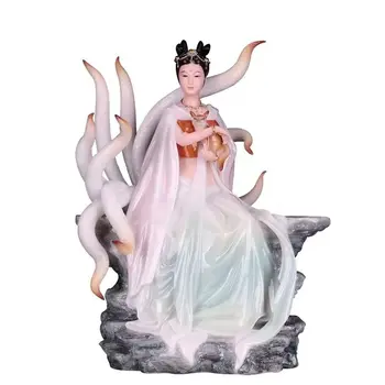 Daoizmas Balto Marmuro Dievai Namų Ūkių Skaičius Devyni Tailed Fox Immortals Qingqiu Budos Stalviršiai Dekoruoti Lapės Dvasia Pasakos Statula
