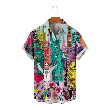 Fashion Street Style Atspausdinta Marškinėliai vyriški Paplūdimio Atostogų Havajų Marškinėliai Prarasti Viršuje Kvėpuojantis Vasaros Atsitiktinis Trumpas Rankovės Marškinėliai