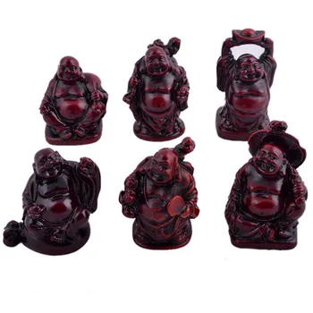 6 Maži Budos Figūrėlės Feng Shui Dervos Raudonmedžio C1024