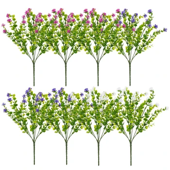 8Pcs Dirbtinės Gėlės Netikrą Gėlių Puokštė Dekoratyvinis Dirbtiniais Gėlių Centerpieces Realus Modeliavimas Gėlių Plastiko Žaluma