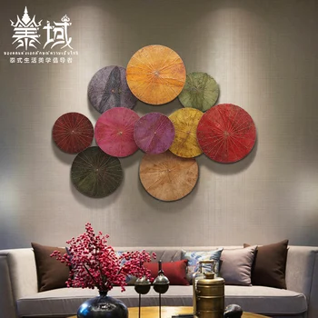 Lotus lapų medžio masyvo apvalių sienų apdailai pakabukas Kinijos gyvenamasis kambarys kartu sienų apdaila sienų apdaila