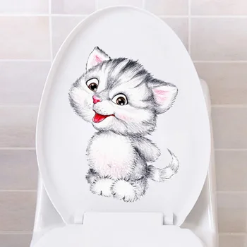 3D Mielas Kačiukas, Tualetas Lipdukai Katės Sienų Lipdukai Namų Vonios kambarys, Šaldytuvas Lipdukai Meno Vandeniui Kūrybos Tapetai Plakatai