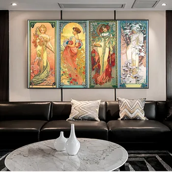 Dienos metu Derliaus Alphonse Mucha Plakatai ir Spausdina Art Nouveau stiliaus Moteris Drobės, Paveikslai, Sienos Menas Nuotraukas, Miegamojo Puošimas