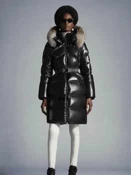 2022 m. Žiemos moterų striukė PU danga Miss Šiltas Miss Ilgai žemyn striukė Parker Y2K drabužiai Nauji aukštos kokybės žemyn kailio traf bra XL