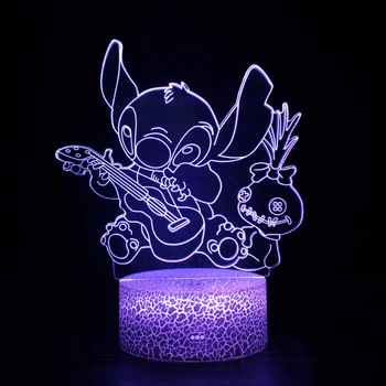 Animacinių filmų Lilo ir Dygsnio Serija Creative 3D LED Lempos Naktį Šviesos Naktiniai Vaizdo Stalo Lempos Miegamojo Puošmena Stalo Lempa