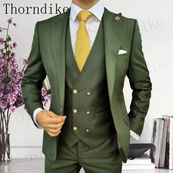 Thorndike 2022 Naujausias Mados Pasiekė Atvartas Vyrų Kostiumai Vieno Mygtuko Jaunikis Prom Tuxedos Terno Masculino Blazer Vestuvių Drabužiai