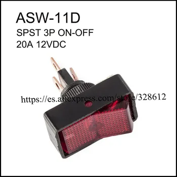 100VNT ASW-11D ON-OFF SPST 3P su lempa automatinis jungiklis Svirtinis Jungiklis Automobilių jungikliai ir aksesuarai 20A 12VDC big cat ' s eye
