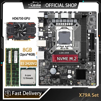 X79 LGA 1356 Plokštė Rinkinys Su GDDR5 GPU HD 6750 GPU E5 2420 V2 CPU 2*4G=8 GB DDR3 Atmintis Ram 1333MHz ECC REG X79A M. 2 Mobo