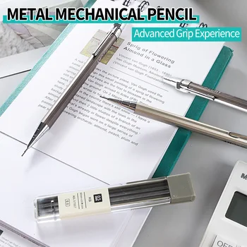 Aukštos Kokybės Metalo Mechaninis Pieštukas 0,5 iki 0,7 MM, Stumiantis Rašyti Pieštuku Su Švino Papildymo Piešimo Mokyklos Raštinės reikmenys