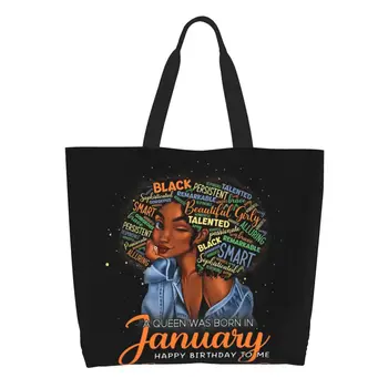 Juokinga Afrikos Amerikos Moterų Black Girl Pirkinių Tote Maišą, Perdirbimo, Maisto Produktų Drobės Peties Shopper Bag