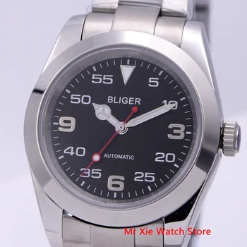 Bliger 40mm Automatinis Mechaninis laikrodis Vyrams, Prabangos Prekės Šviesos Vandeniui atsparus Safyro Stiklas Nerūdijančio Plieno Laikrodis, vyriški Žiūrėti
