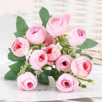10 Galvų 1 Puokštė Dirbtinis Bijūnas, Arbata, Rožių Žiedų Camellia Šilko Netikrą Gėlių flores, 