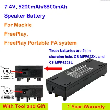 Cameron Kinijos 5200mAh/6800mAh Baterija Mackie FreePlay,FreePlay Nešiojamų PA sistemą, Atkreipkite DĖMESĮ, dydžio, įkrovimo anga