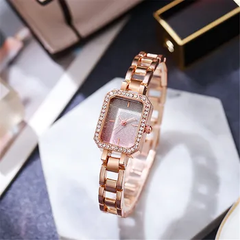 Prabanga Ponios Prekės Laikrodžiai Mados Suknelės Aikštėje Kristalų Minimalistinio Dizaino Moterų Kvarco Žiūrėti Nerūdijančio Plieno Skeleton Laikrodis