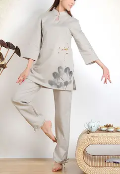 medvilnės&lino jogos kostiumas Pavasario Rankomis dažyti lotusclothes drabužių nustatyti meditacija uniformas moterų zen kostiumai