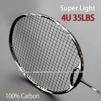 Profesionalus Max Įtampa 100% Anglies Pluošto Badmintono Rakečių Ultralight 4U 82G G5 15KG Offensiove Tipo Raketinės Su virvele Krepšiai