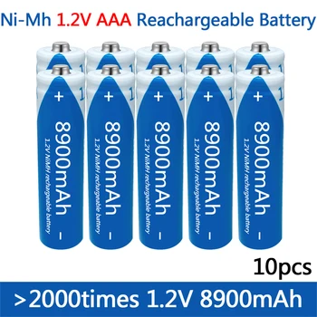 aukštos kokybės AAA1.2V 8900mAh 100% Įkraunamos NI-MH baterijos AAA 1.2 V 8900mAh, žibintuvėlis, žaislų žiūrėti NI-MH baterija+nemokamas pristatymas