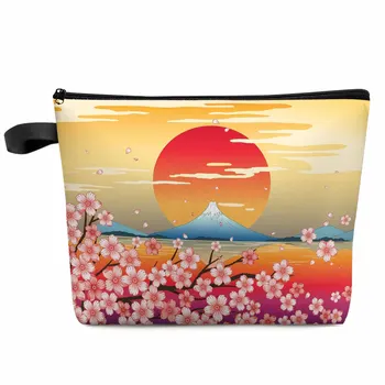 Japonų Stiliaus Mt. Fuji Sakura Didelės Talpos Kelionės Kosmetikos Krepšys Nešiojamų Makiažas Saugojimo Dėklas Moterų Vandeniui Pieštukas Atveju