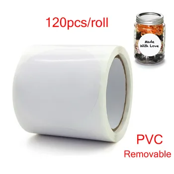 120pcs/Roll Baltos Apvalios PVC Lipdukai Tuščia Ranka 