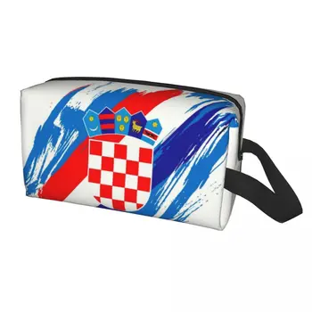 Custom Vėliava, Kroatija, Tualetinių Reikmenų Krepšys Moterims Kroatijos Tėvynės Didžiuotis Makiažas Kosmetikos Organizatorius Ponios Grožio Saugojimo Dopp Rinkinio Dėžutė