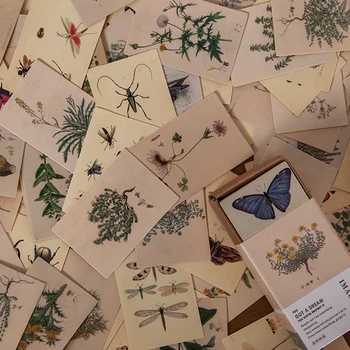 100 Vnt Senovinių Vabzdžių, Augalų dvipusis Spausdinimas Scrapbooking Leidinys Medžiagos, Popieriaus Kortelės Sprendimus 