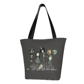 Tim Burton Siaubo Filmas Pirkinių Krepšys Moterims Drobės Pečių Nešti Maišą Nešiojamų Gotikos Helovinas Kino Bakalėja, Shopper Bags