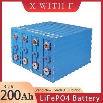 Įkrovimo 3.2 V 200Ah LiFePO4 Baterija 8Pcs Saulės Energijos Banko Giliai Ciklo Ličio Jonų Baterijos elemento RV ES MUMS TAX FREE