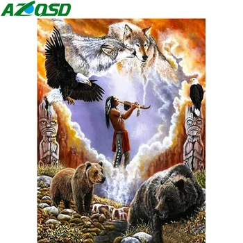 AZQSD Diamond Mozaikos Portretas Indijos Nuotrauką Strazdų kvadratiniu Diamond Tapybos Gyvūnų Rinkinys Rankų darbo Hobis Dovana