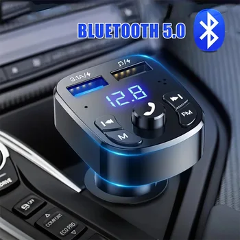 Fm Siųstuvas Bluetooth Automobilinis Adapteris Automobilinis Grotuvas Įkroviklis Greitai 3.0 Dual USB Voltmeter Aux 12V 24V Automobilių Elektronikos Priedai
