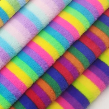 Triušis aksomo audinio Storio pliušinis spausdinti spalvinga dryžuota apranga kailis megztinis pliušinis audinys rankų darbo 