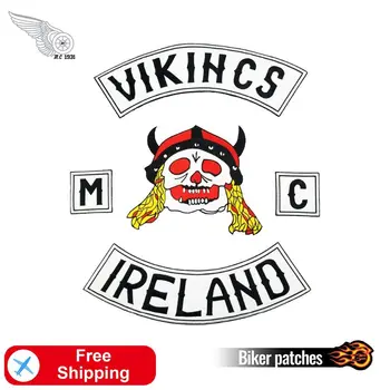 Vikihcs Airija MC Siuvinėjimo Pleistras Motociklo Geležies Vest Rider Dviratininkas Kaukolė Blogis, Šėtonas Atgal Lopai Drabužių Aplikacijos