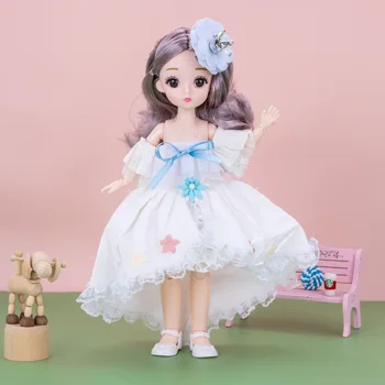 Lėlės ir Drabužius su Keliais Nuimamas Sąnarių 30cm Bjd Doll 3D Sumodeliuoti Akių Lėlė Mergaitė puošniai Apsirengti Žaislas Gimtadienio Dovana