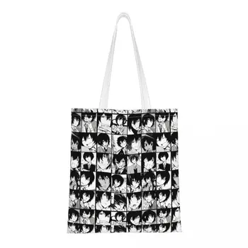 Dazai Osamu Koliažas Manga Moterų Pečių Maišą bungo benamių šunų anime Drobės Pirkinių Krepšys Estetinės Didelės Talpos Canvas Tote Bag