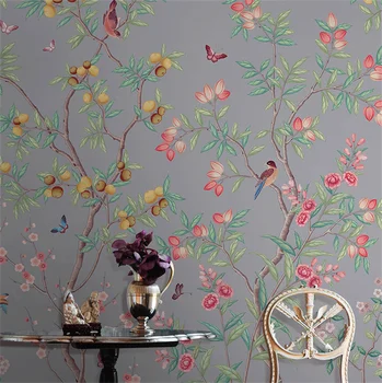 custom Amerikos gėlių, paukščių tapetai gyvenamasis kambarys su sofa-sienų medžiaga miegamasis fone freskos meno tapetų namų tobulinimas