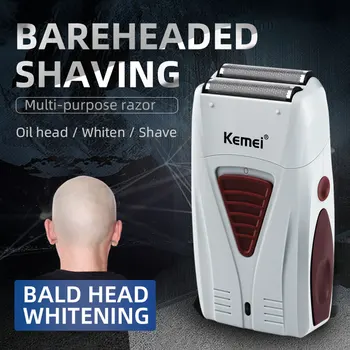 Kemei Profesionali Įkraunama Plaukų Clipper 0mm Bareheaded Plaukų Šalinimas Skustuvu, Aukštos Kokybės Elektrinis Skustuvas Vyrams Belaidžius