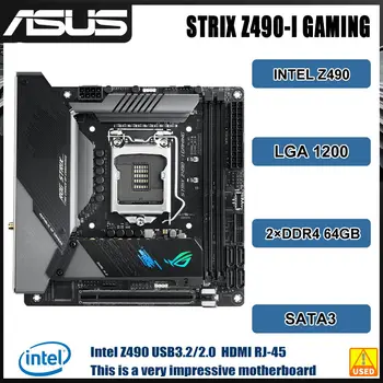 1200 Intel Z490 pagrindinė Plokštė Asus ROG STRIX Z490-aš ŽAIDIMŲ Plokštė DDR4 PCI-E 3.0 M. 2 SATA III Mini-ITX 10 gen Core cpu