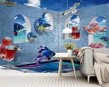 beibehang sienos dokumentų namų dekoro Užsakymą foto tapetai, freskos šiuolaikinės 3d viduržemio jūros guppies papel de parede sienos popieriaus