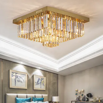 Šiuolaikinės aukso krištolo sietynas, lubų miegamojo kambarį aukso cristal lempa namų dekoro aikštėje led šviesos armatūra