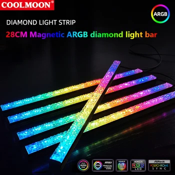 COOLMOON ARGB LED Juostelės Diamond ARGB Magnetinis Šviesos Ruože 5V 3pin/Small 4Pin už ASUS 