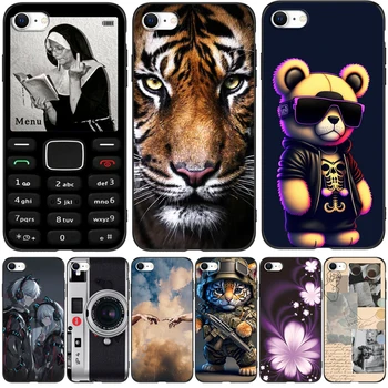 Iphone 7 8 SE 2020 SE3Case silicon Cover For Apple iPhone 7 8 plus black tpu atveju meškinas tigras, liūtas, mielas