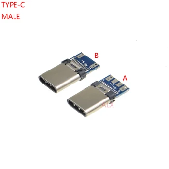 10VNT USB 3.1 TIPAS-C kištukinė JUNGTIS bandymo valdybos 24PIN male Plug lituoti laidus & kabelio Adapteris Mobilaus Telefono greito Įkrovimo