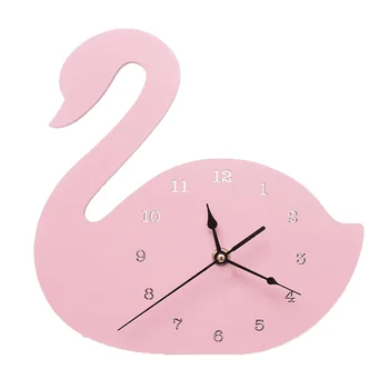 Mergaitės Kambario Sienos Laikrodį, Rožinė Swan Mediniai Silent Išjungti Laikrodžiai Vaikų Darželio Patalpos Apdaila Modernus Dizainas